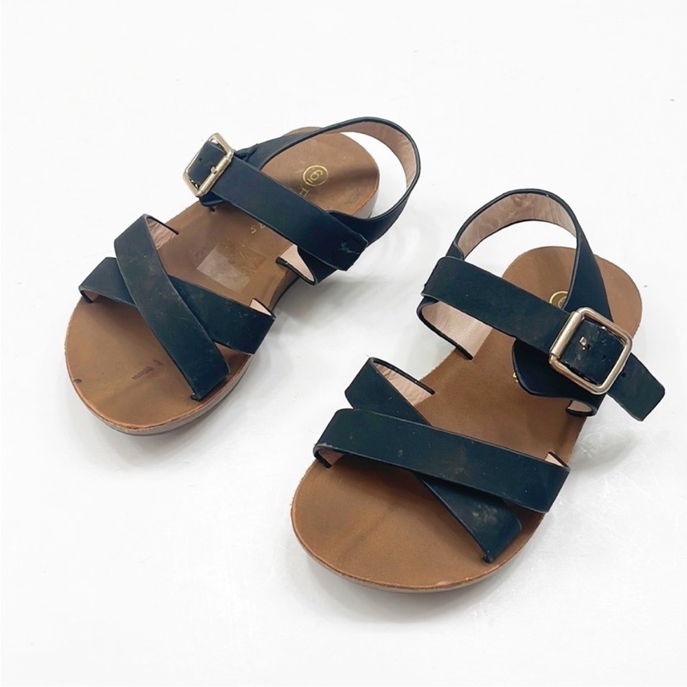 Kids Black Sandals with Buckle